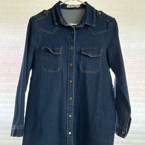 Denim long shirt - missing belt, loops in tact.